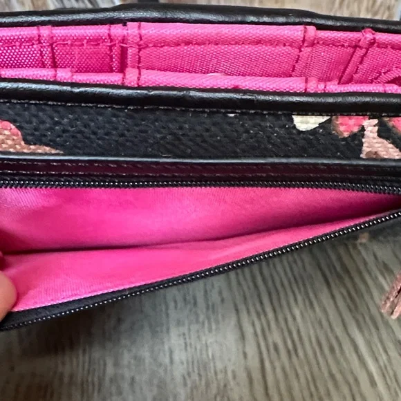 Spartina 449 Black Verdier Market Wallet with Pink and Brown Flowers - Picture 8 of 10